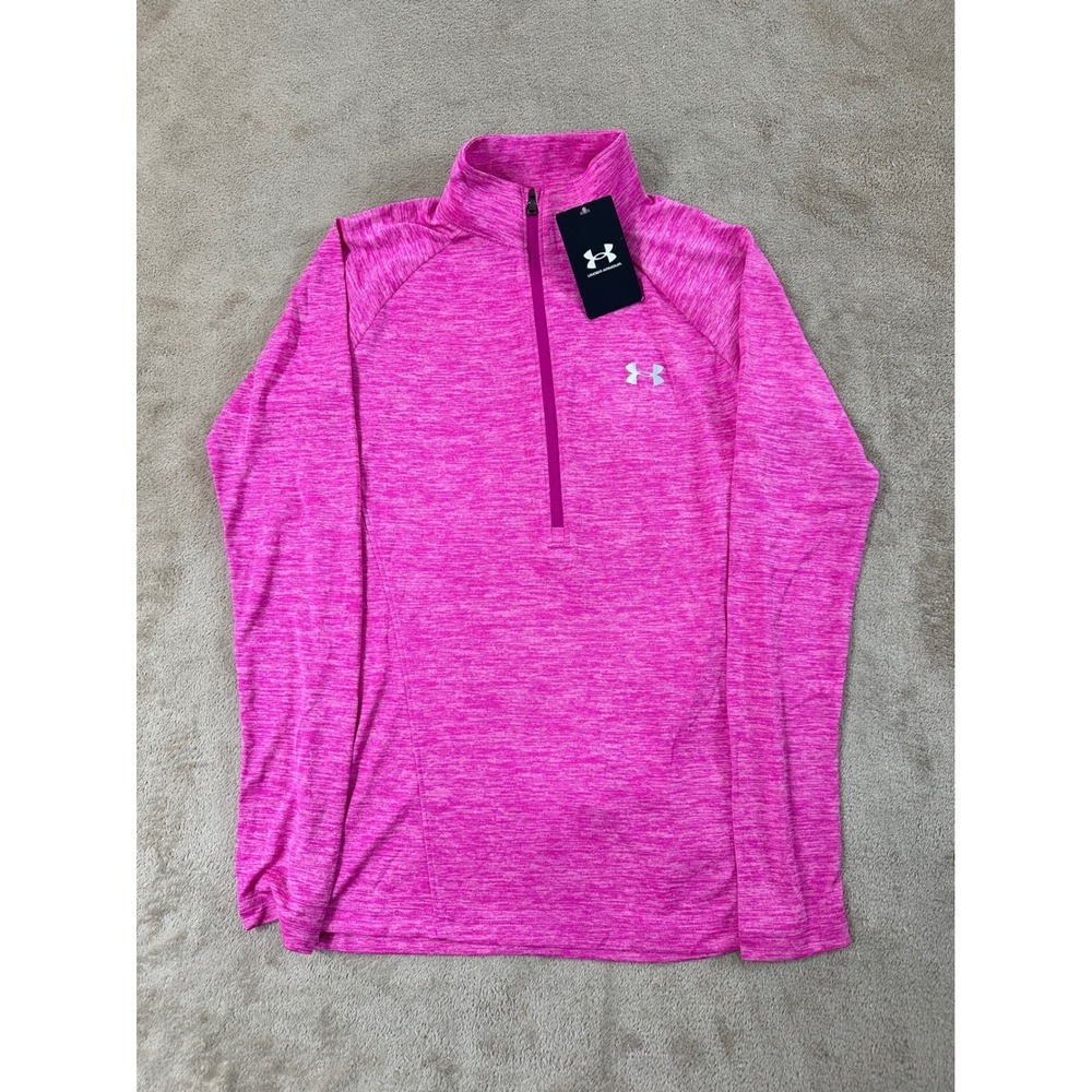 Under Armour Heatgear Pullover Women's Size Small Meteor Pink 1/2 zip NEW